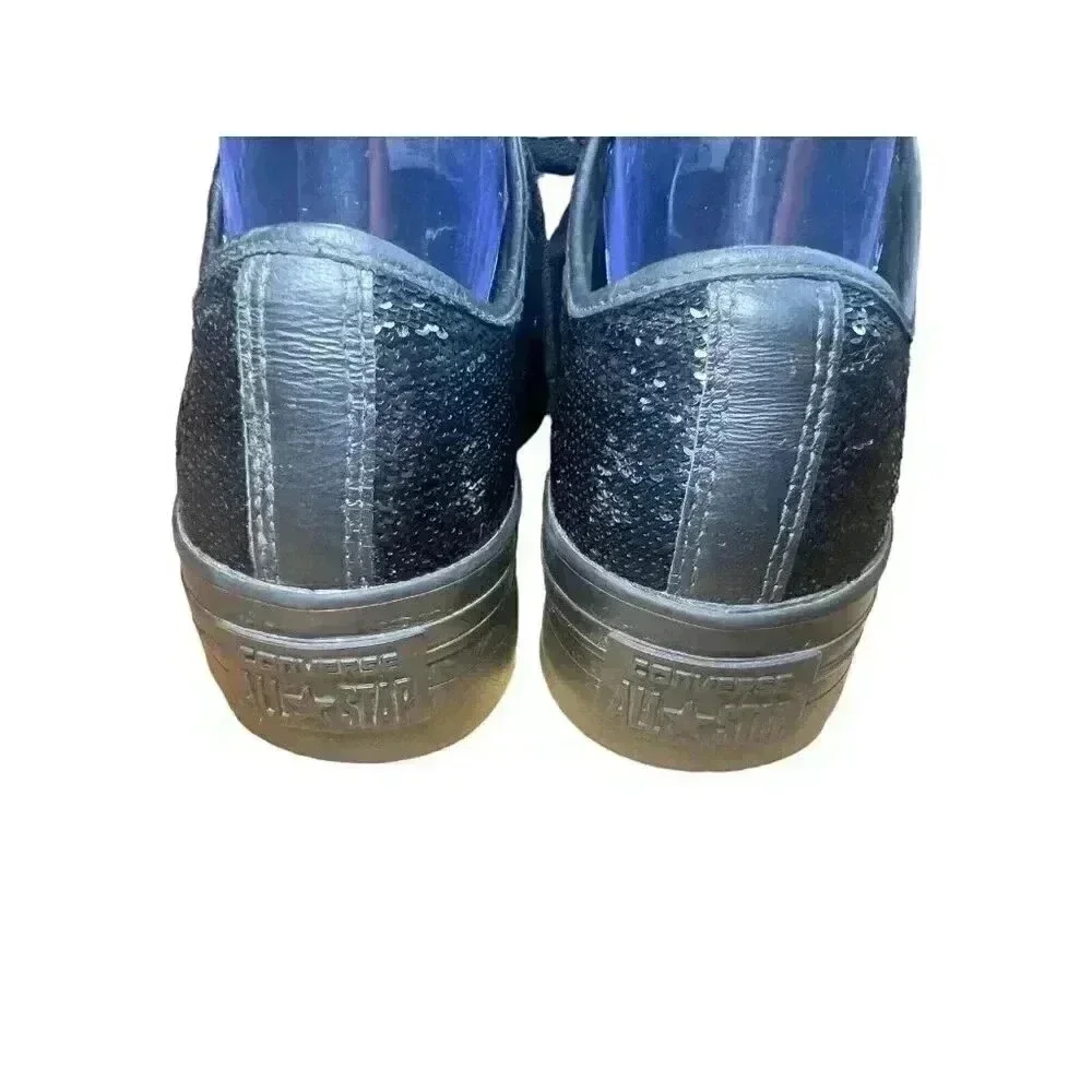 Converse All Star Chuck Taylor Sneakers Women 8.5 Black Sequin Fashion Shoes